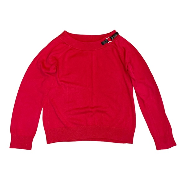 EUC LAUREN RALPH LAUREN Red Sweater with Buckle Detail - Picture 1 of 4
